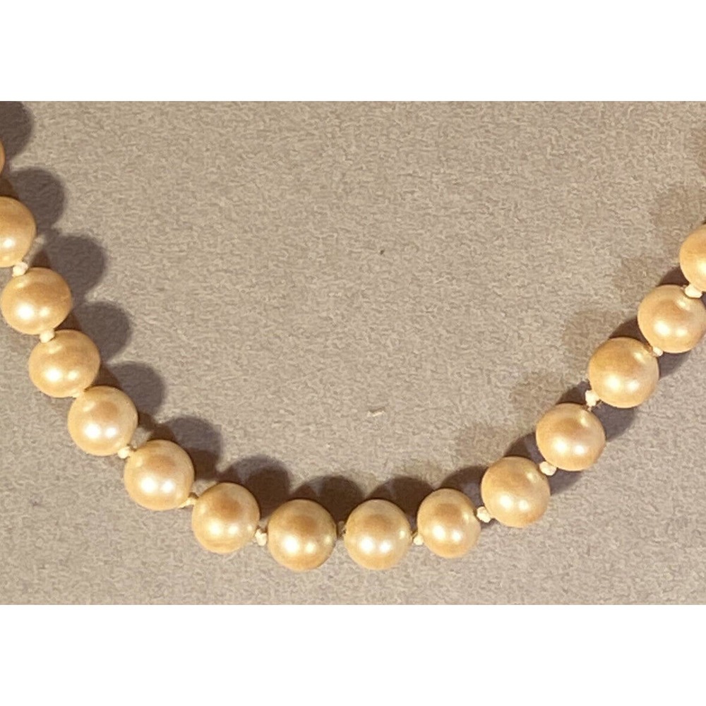 Vintage Simulated Pearls 15” X 5 mm Necklace Gold Clasp Fashion Estate - Picture 2 of 8
